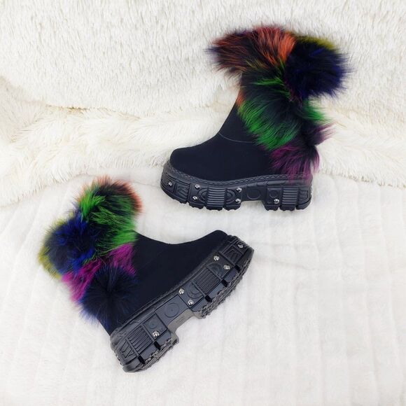 BRAND NEW! Sz 10 Furry Goth Platform Punk Ankle Boots - Picture 6 of 16